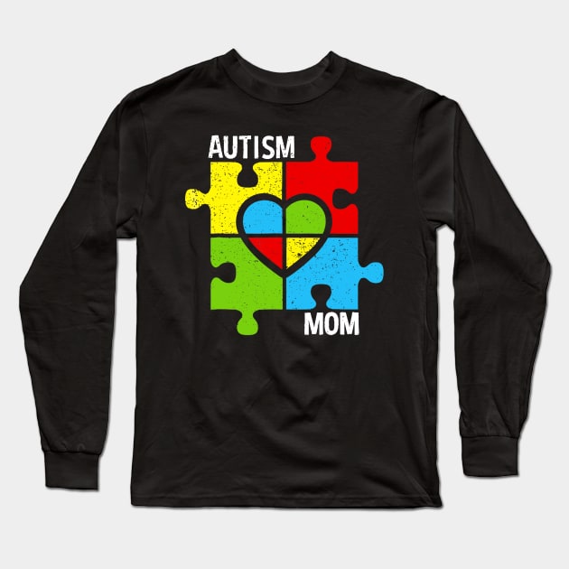Autism Mom Shirt Puzzle And Heart Long Sleeve T-Shirt by Danielsmfbb